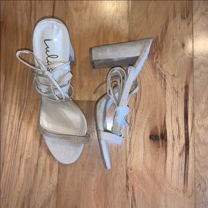 Lulus Nyla Nude Suede Block Heel